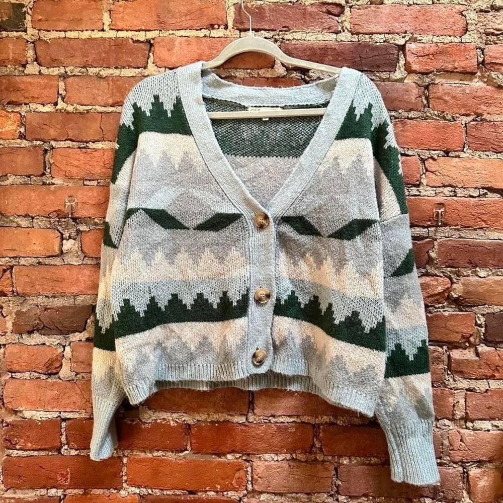 Cottagecore granola girl patterned‎ button up cardigan